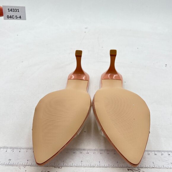 Cream Kitten Heel Sandals with Transparent Strap - Picture 6 of 7